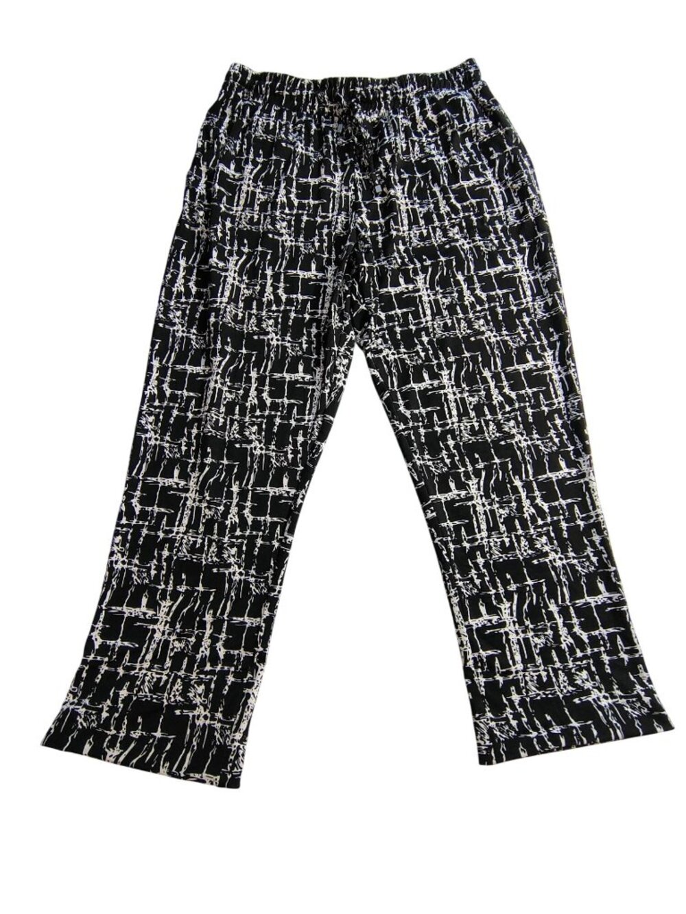 Jeans By Buffalo Womens Elastic Waist Stretch Pants Size M Black/White Abstract